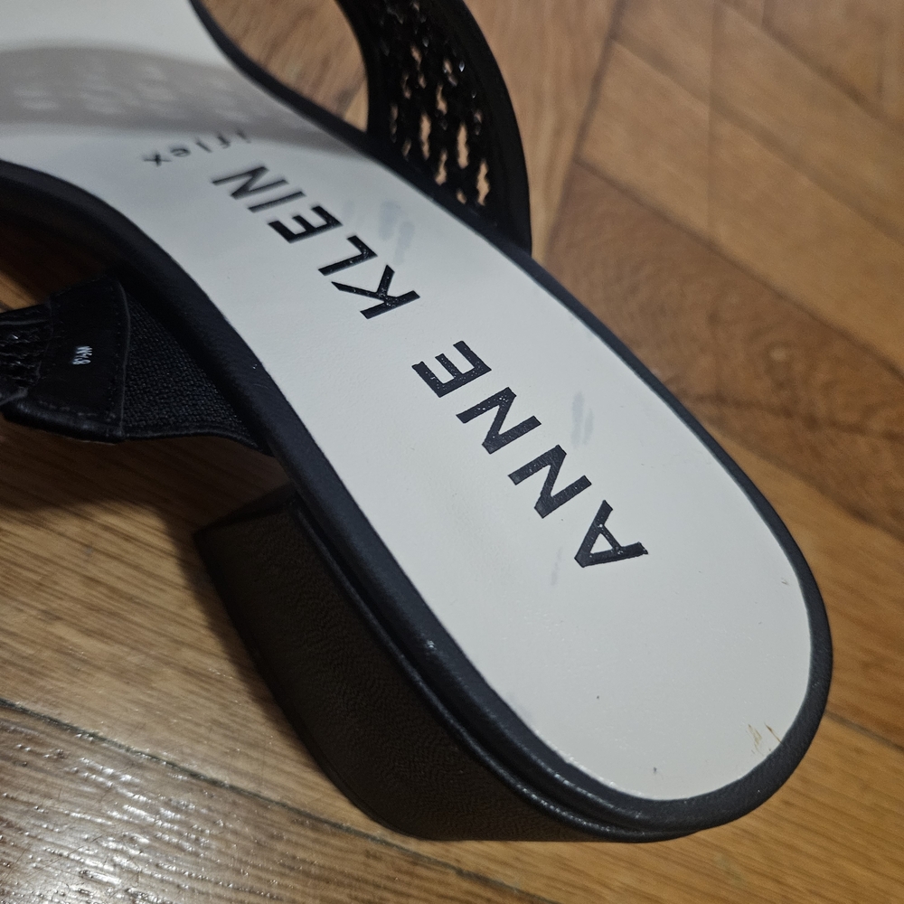 Anne Klein Black Textured Women's Sandals - Picture 12 of 14